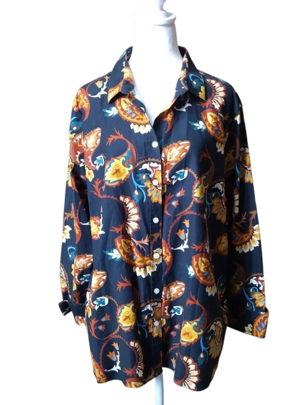 Chico's Size 3.5/18 Button Front Floral Blouse Top Office Colorful Feminine